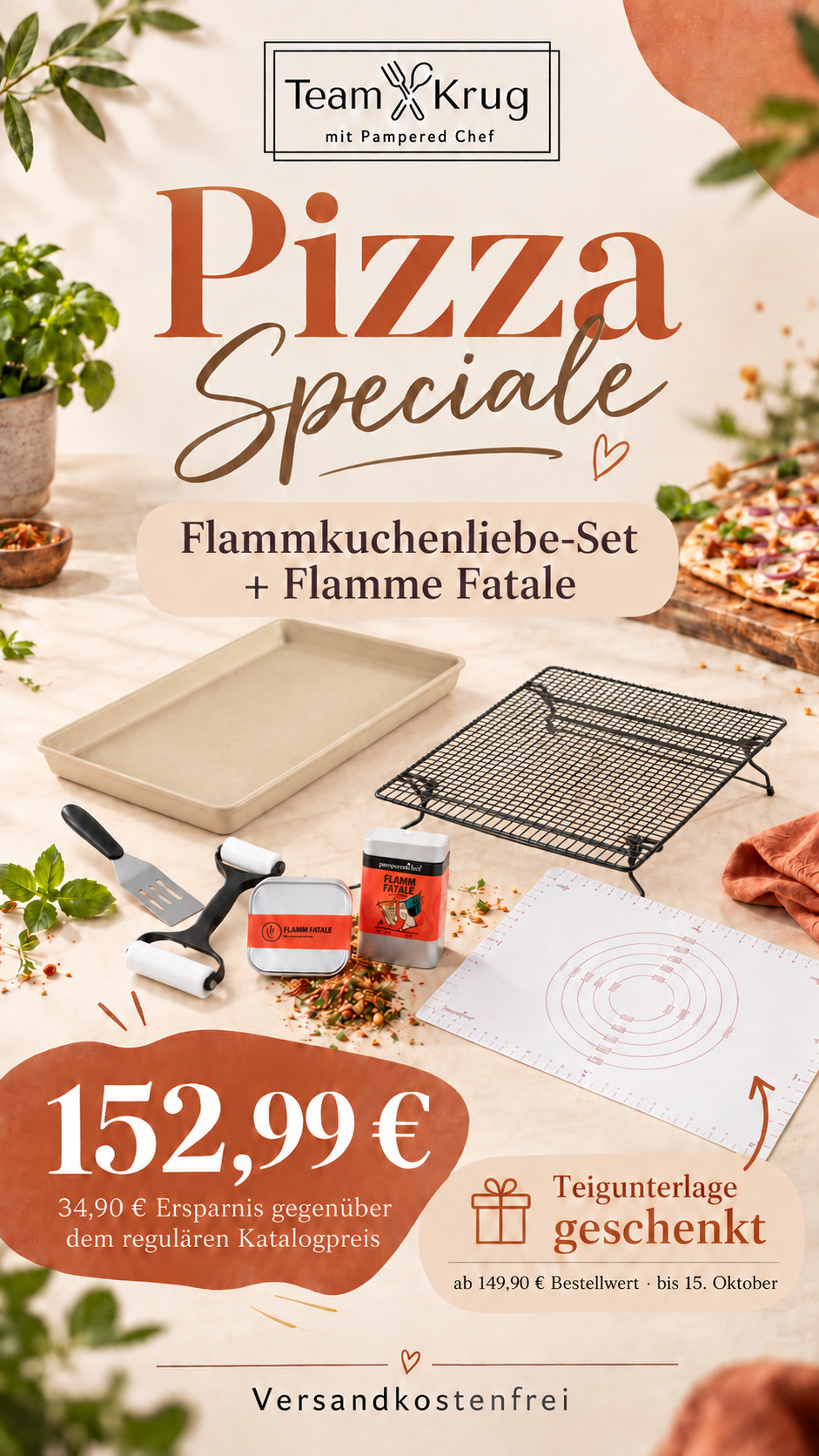 Pampered Chef Pizza Speciale: Flammkuchenliebe-Set mit Flamme Fatale Gewürzen
