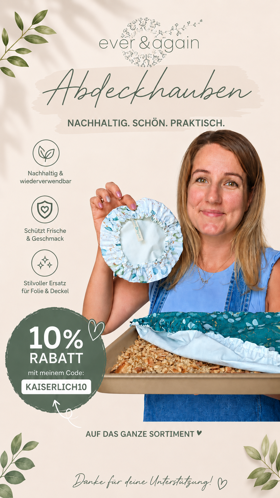 Ever & Again nachhaltige Abdeckhauben für Schüsseln und Formen