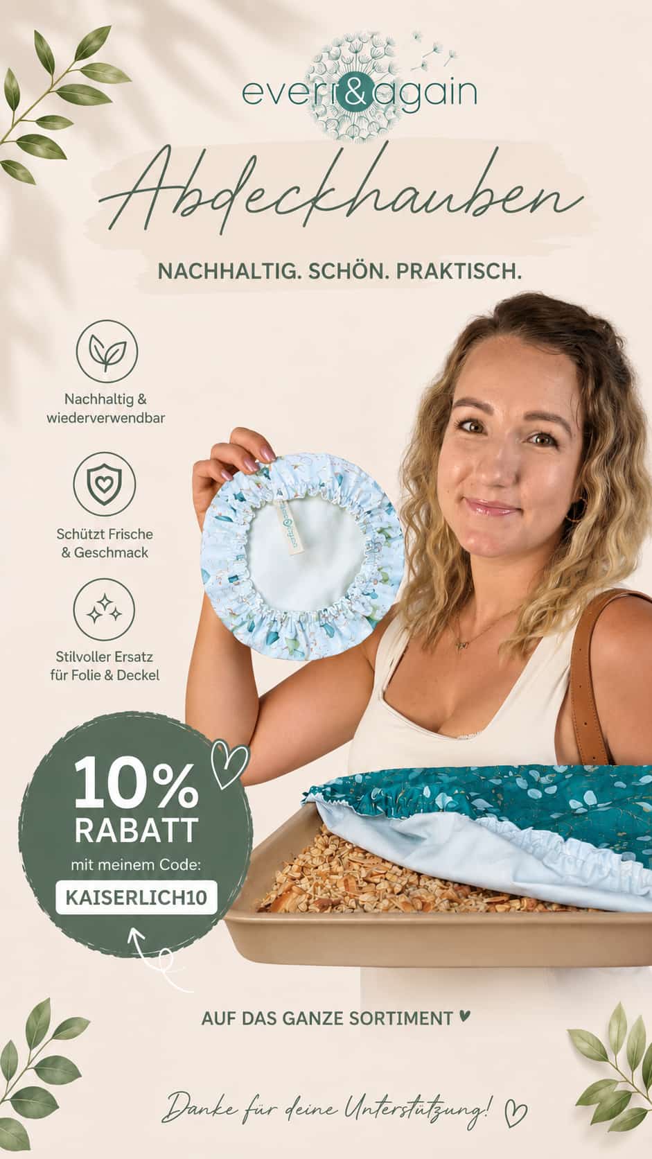 Ever & Again nachhaltige Abdeckhauben für Schüsseln und Formen