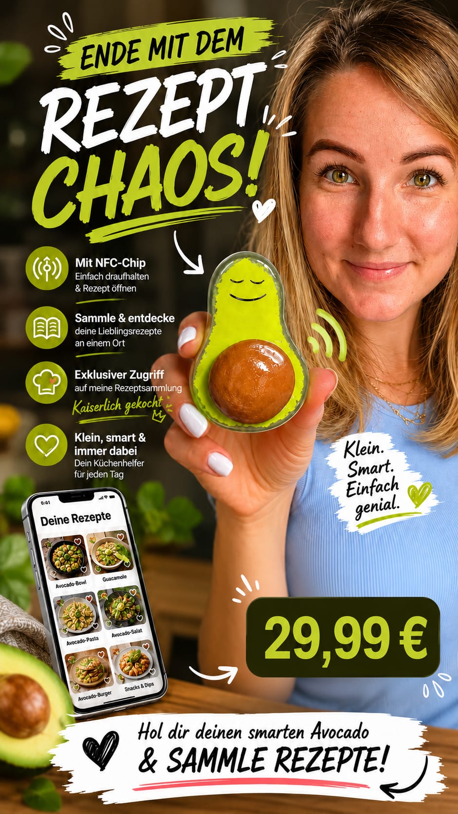 Mas Keramik smarter Avocado mit NFC-Chip und Rezept-App